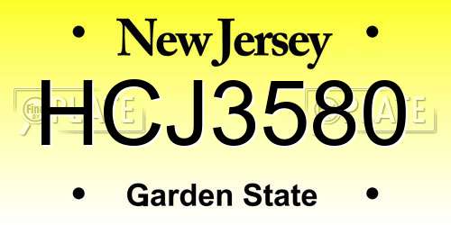 HCJ3580 New Jersey License Plate