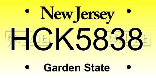 HCK5838 New Jersey License Plate