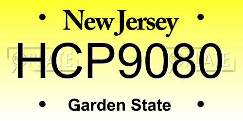 HCP9080 New Jersey License Plate
