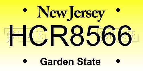 HCR8566 New Jersey License Plate