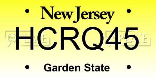 HCRQ45 New Jersey License Plate