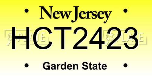 HCT2423 New Jersey License Plate