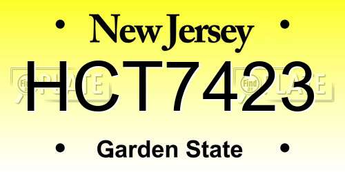 HCT7423 New Jersey License Plate