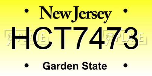 HCT7473 New Jersey License Plate