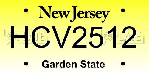 HCV2512 New Jersey License Plate
