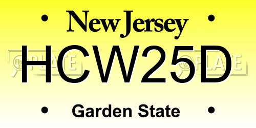 HCW25D New Jersey License Plate