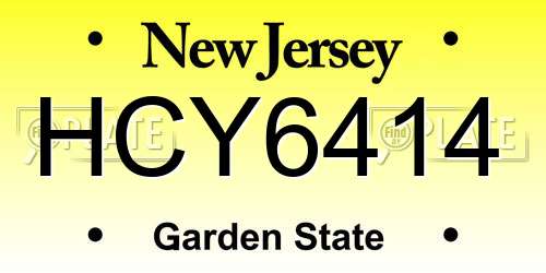HCY6414 New Jersey License Plate