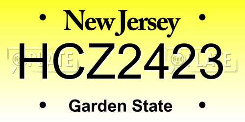 HCZ2423 New Jersey License Plate