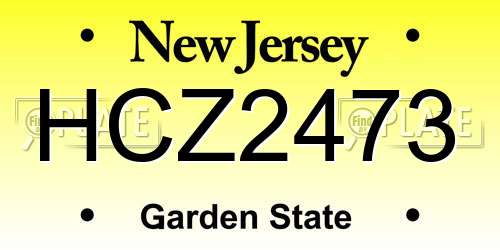 HCZ2473 New Jersey License Plate