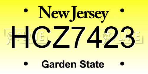 HCZ7423 New Jersey License Plate
