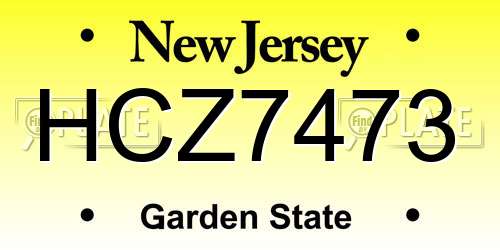 HCZ7473 New Jersey License Plate