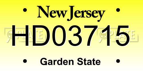 HD03715 New Jersey License Plate