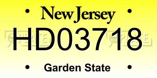 HD03718 New Jersey License Plate