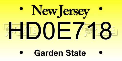 HD0E718 New Jersey License Plate