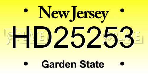 HD25253 New Jersey License Plate