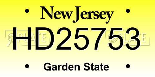 HD25753 New Jersey License Plate