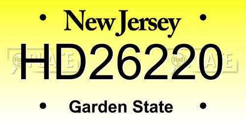 HD26220 New Jersey License Plate