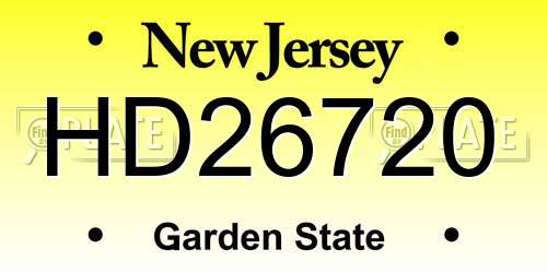 HD26720 New Jersey License Plate
