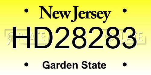 HD28283 New Jersey License Plate