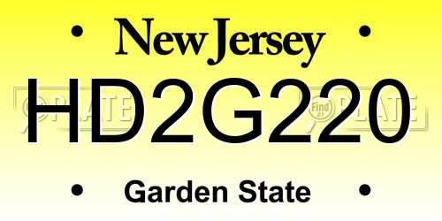HD2G220 New Jersey License Plate