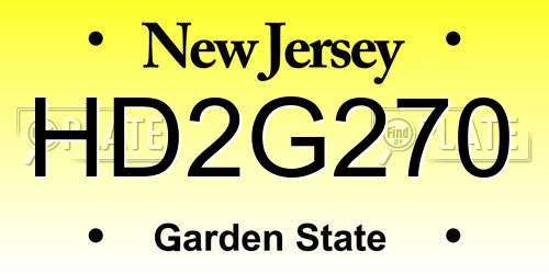 HD2G270 New Jersey License Plate
