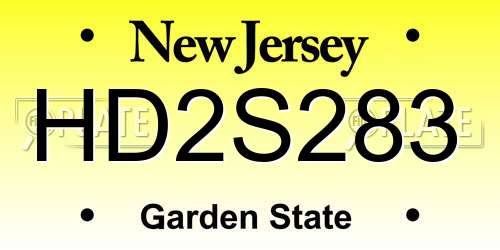 HD2S283 New Jersey License Plate