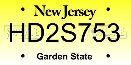 HD2S753 New Jersey License Plate