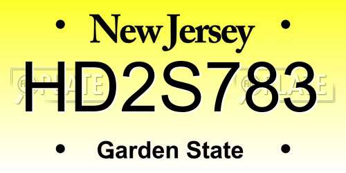 HD2S783 New Jersey License Plate