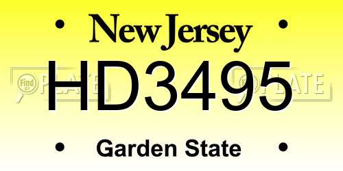 HD3495 New Jersey License Plate