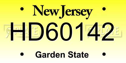 HD60142 New Jersey License Plate
