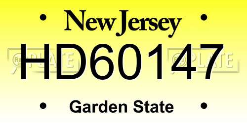 HD60147 New Jersey License Plate