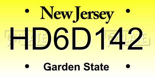 HD6D142 New Jersey License Plate