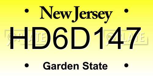HD6D147 New Jersey License Plate
