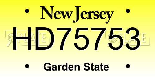 HD75753 New Jersey License Plate