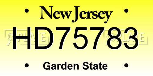 HD75783 New Jersey License Plate