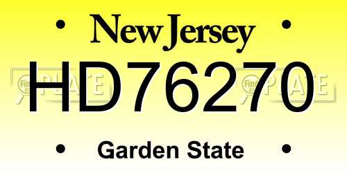 HD76270 New Jersey License Plate