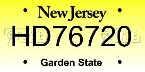 HD76720 New Jersey License Plate