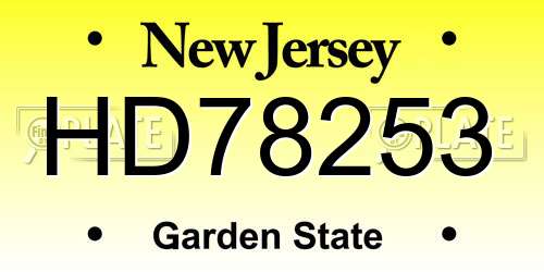 HD78253 New Jersey License Plate