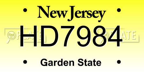 HD7984 New Jersey License Plate
