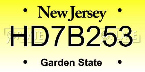 HD7B253 New Jersey License Plate