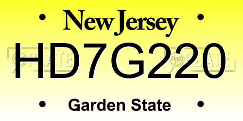 HD7G220 New Jersey License Plate