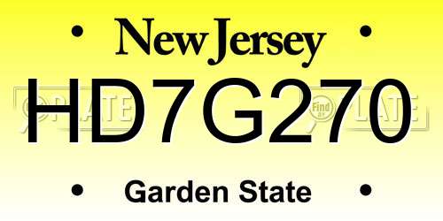 HD7G270 New Jersey License Plate