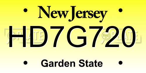 HD7G720 New Jersey License Plate