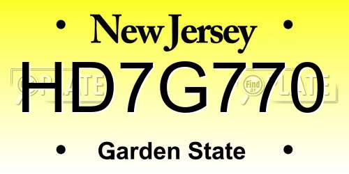 HD7G770 New Jersey License Plate