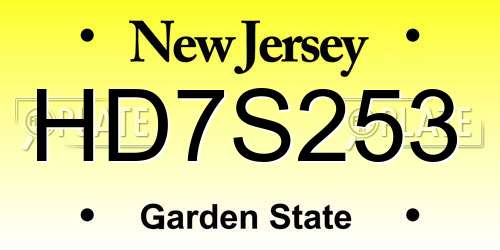 HD7S253 New Jersey License Plate