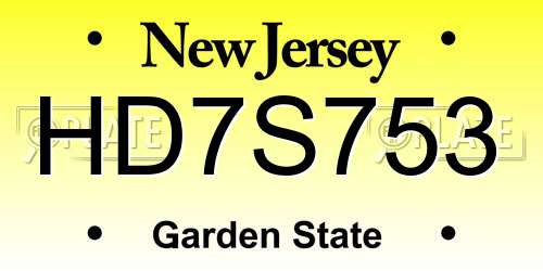 HD7S753 New Jersey License Plate