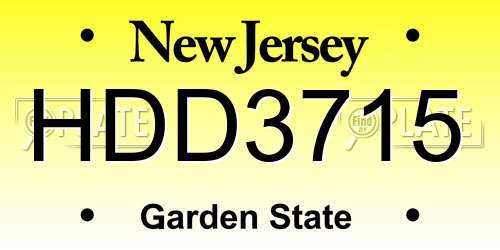 HDD3715 New Jersey License Plate