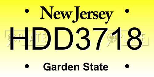 HDD3718 New Jersey License Plate