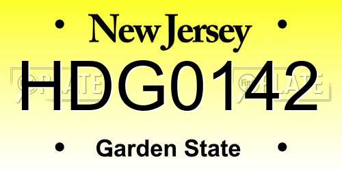 HDG0142 New Jersey License Plate