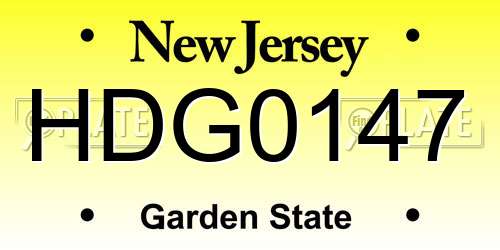 HDG0147 New Jersey License Plate